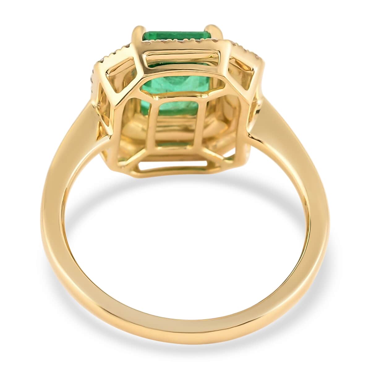 Iliana 18K Yellow Gold AAA Kagem Zambian Emerald and G-H SI Diamond Ring (Size 7.0) 2.00 ctw image number 4