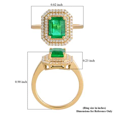 Iliana 18K Yellow Gold AAA Kagem Zambian Emerald and G-H SI Diamond Ring (Size 7.0) 2.00 ctw image number 5