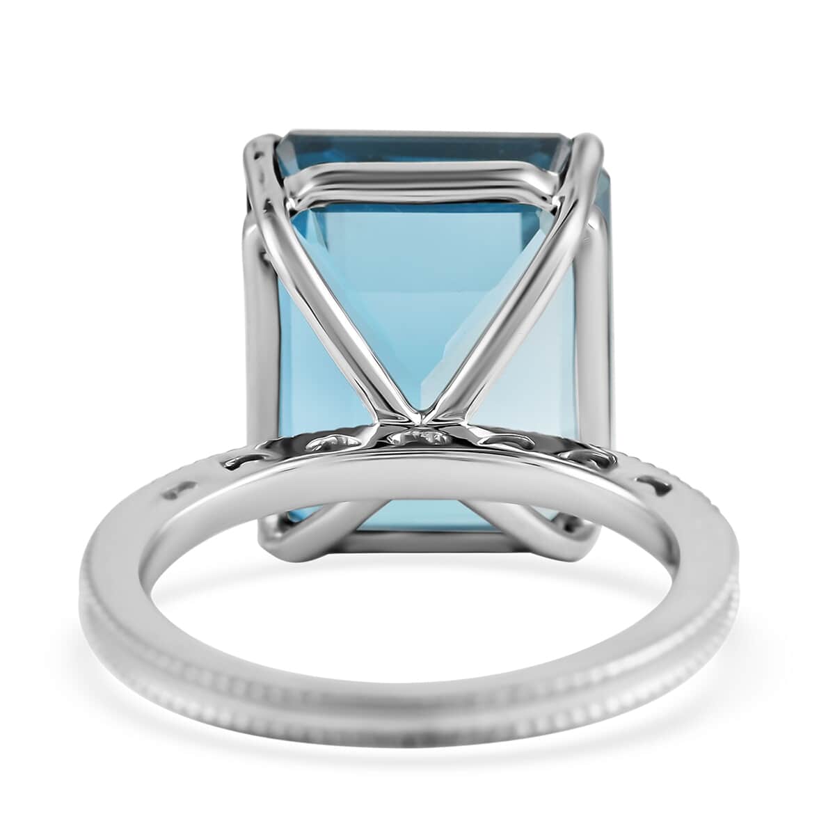 LUXORO 10K White Gold AAA London Blue Topaz Solitaire Ring 3.20 Grams 12.50 ctw image number 3