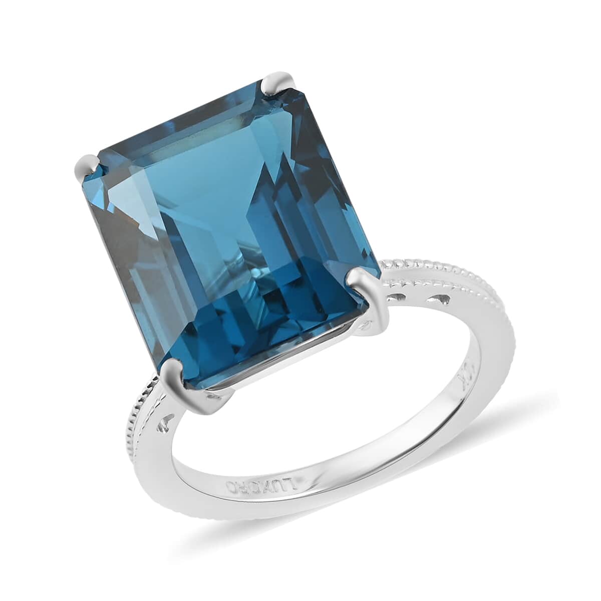 Luxoro 10K White Gold AAA London Blue Topaz Solitaire Ring (Size 6.0) 12.50 ctw image number 0