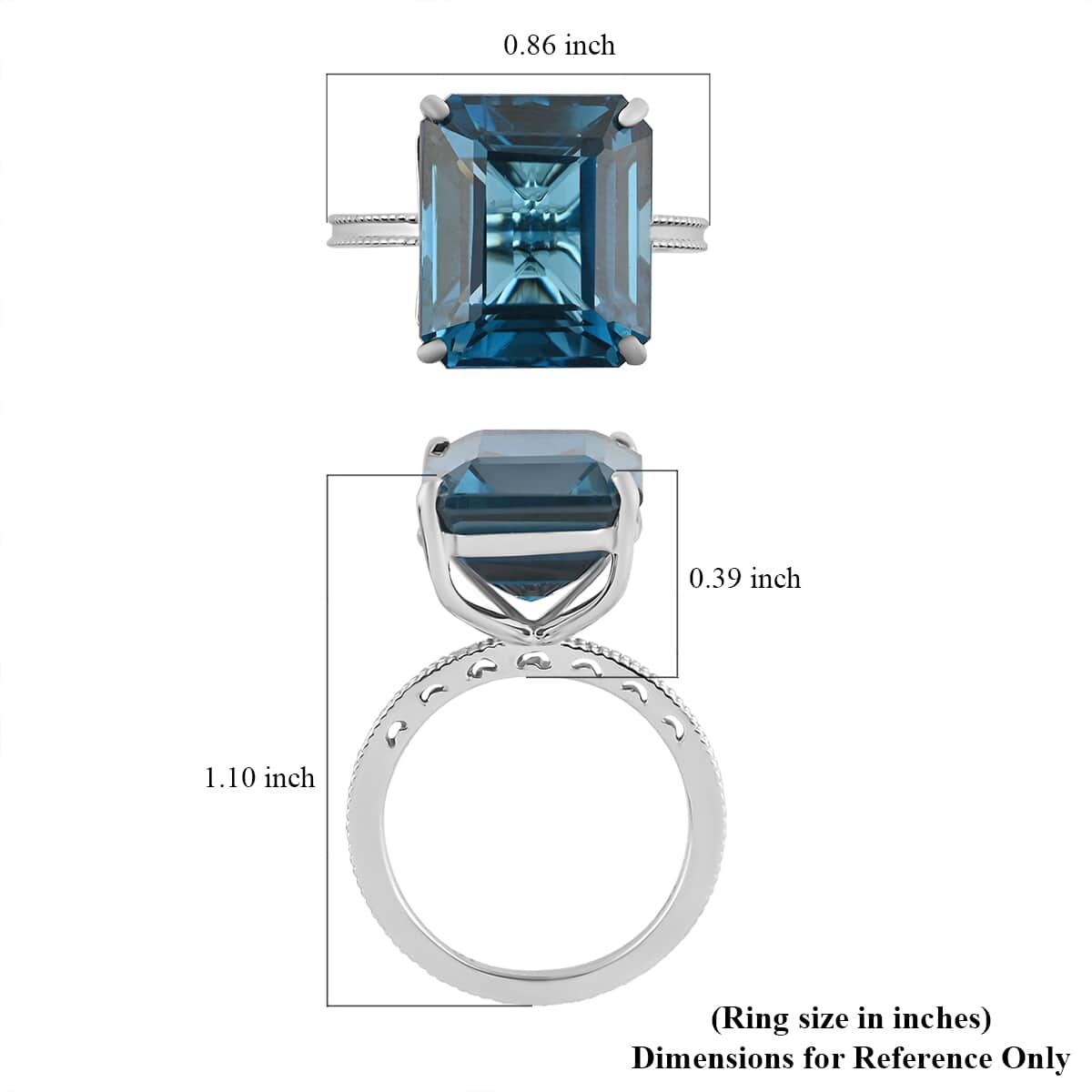 Luxoro 10K White Gold AAA London Blue Topaz Solitaire Ring (Size 6.0) 12.50 ctw image number 4