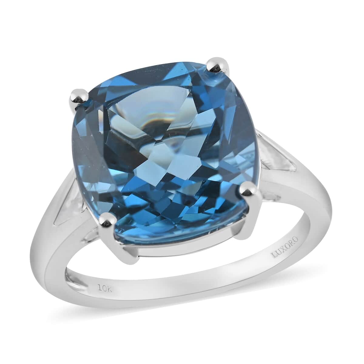 LUXORO 10K White Gold AAA London Blue Topaz Solitaire Ring 3.30 Grams 9.00 ctw image number 0
