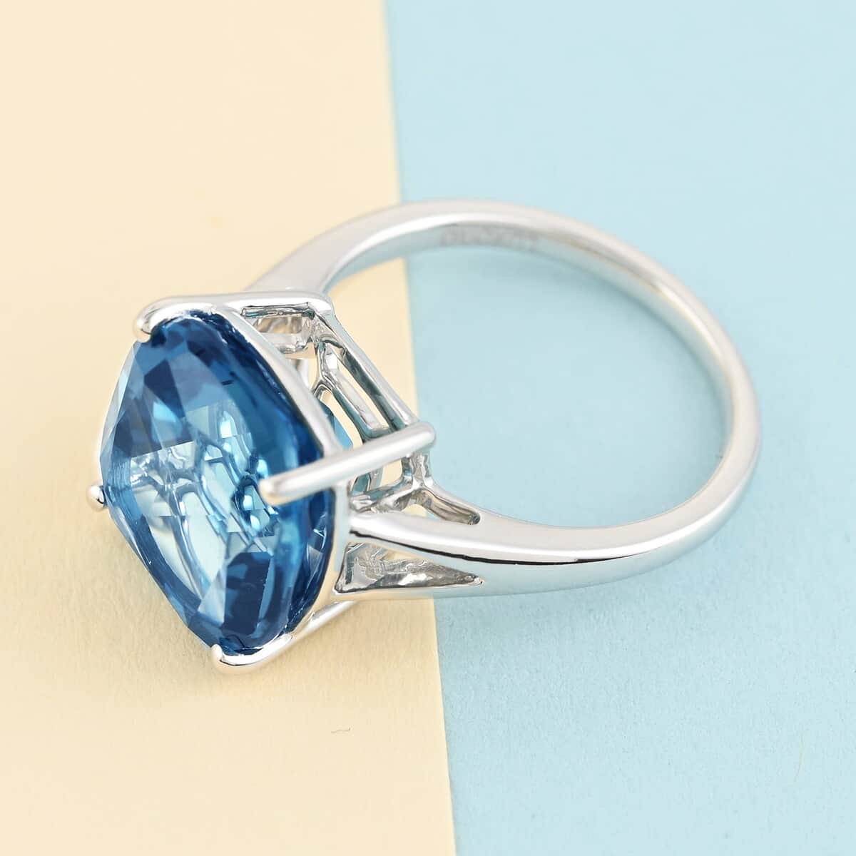 LUXORO 10K White Gold AAA London Blue Topaz Solitaire Ring 3.30 Grams 9.00 ctw image number 1