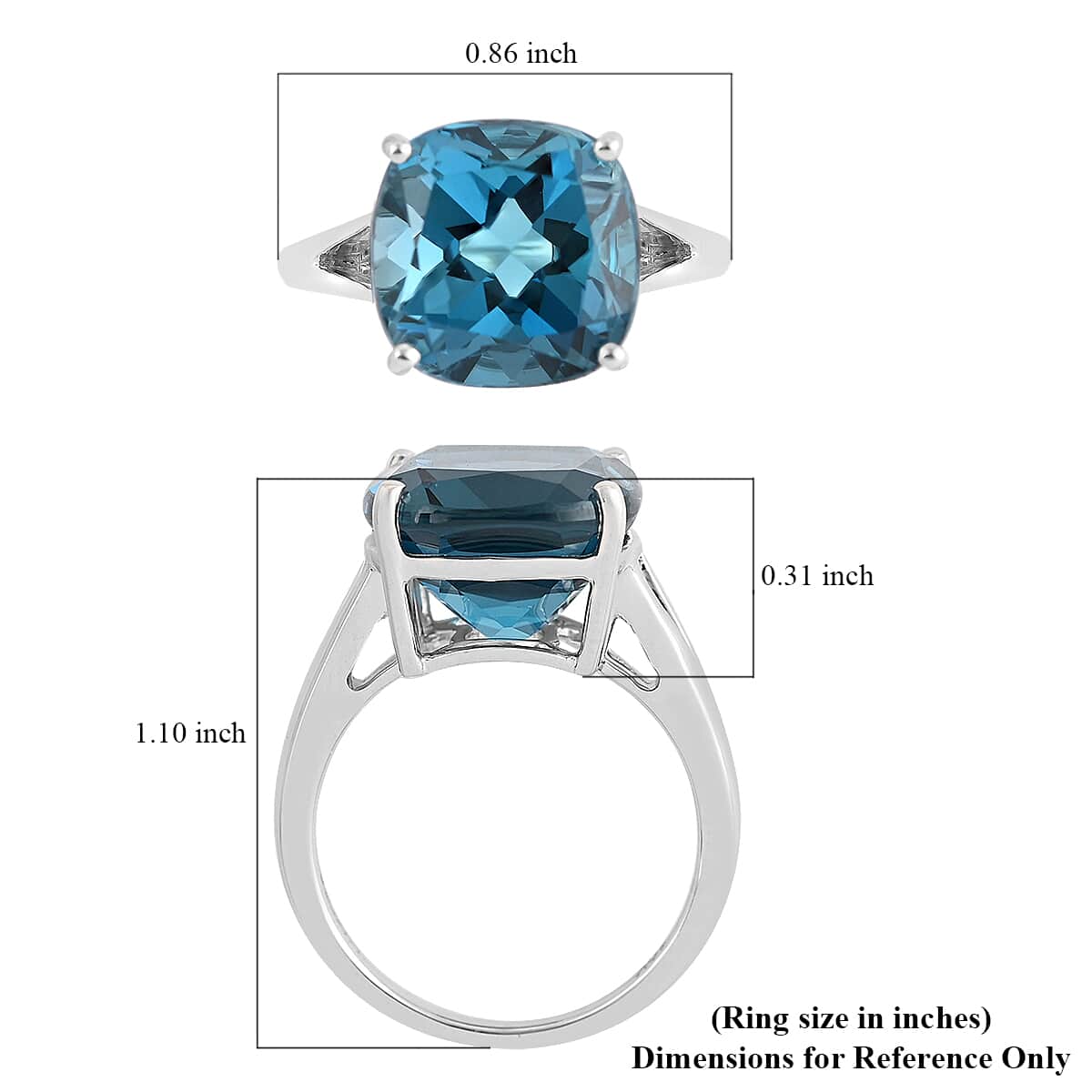 LUXORO 10K White Gold AAA London Blue Topaz Solitaire Ring 3.30 Grams 9.00 ctw image number 5