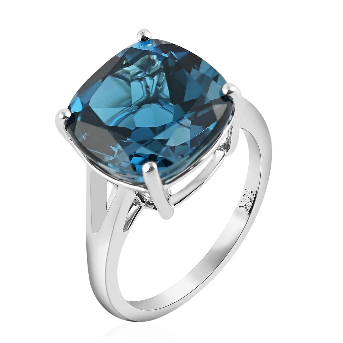 Luxoro 10K White Gold AAA London Blue Topaz Solitaire Ring (Size 7.0) 9.00 ctw image number 3