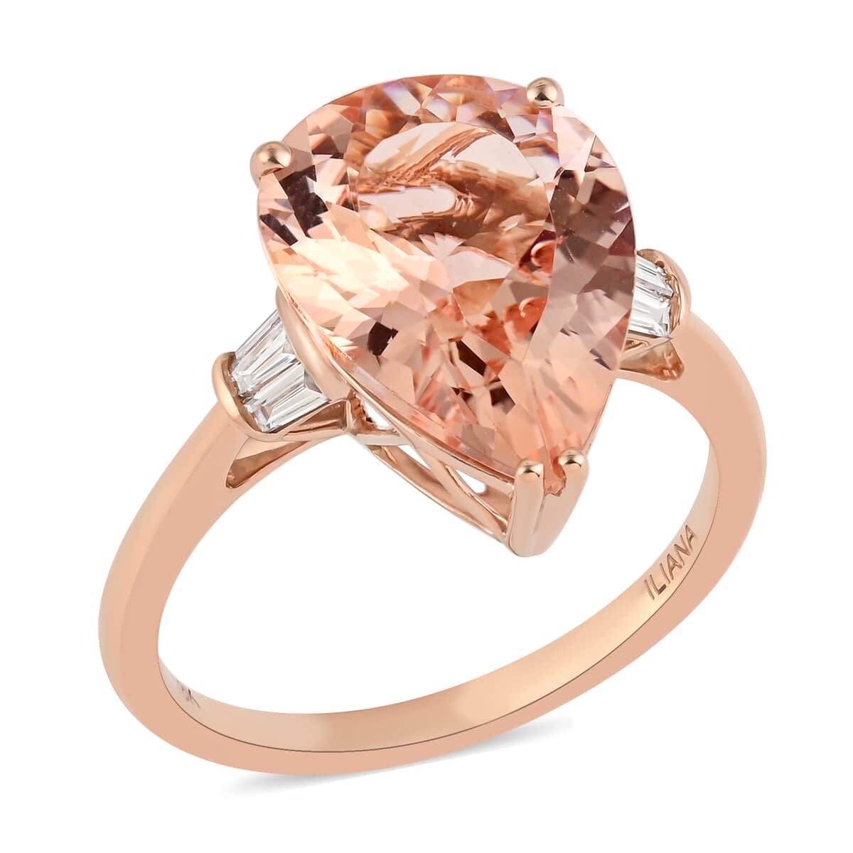 ILIANA 18K Rose Gold AAA Marropino Morganite and Diamond G-H SI Solitaire Ring 4.35 Grams 8.30 ctw image number 0