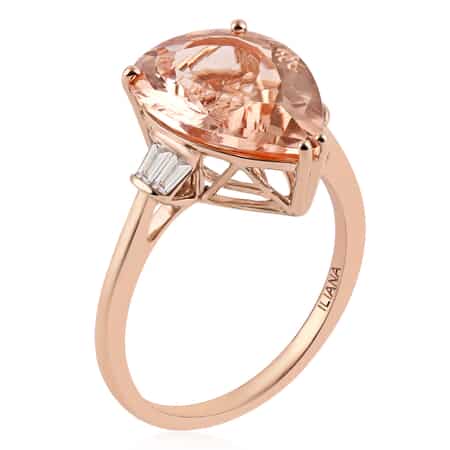 Iliana 18K Rose Gold AAA Marropino Morganite and G-H SI Diamond Solitaire Ring (Size 10.0) 4.35 Grams 8.30 ctw image number 2