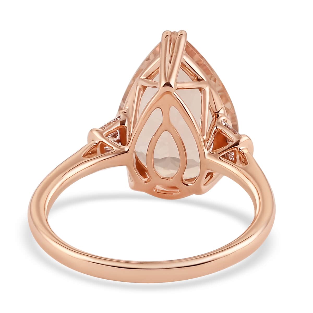 ILIANA 18K Rose Gold AAA Marropino Morganite and Diamond G-H SI Solitaire Ring 4.35 Grams 8.30 ctw image number 3