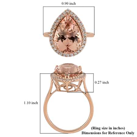 Iliana 18K Rose Gold AAA Marropino Morganite and G-H SI Diamond Solitaire Ring (Size 10.0) 4.35 Grams 8.30 ctw image number 4