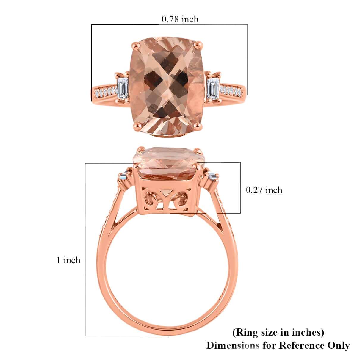 ILIANA 18K Rose Gold AAA Marropino Morganite and Diamond G-H SI Solitaire Ring (Size 7.0) 4.40 Grams 6.30 ctw image number 5