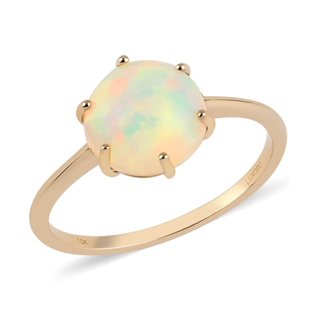 LUXORO 10K Yellow Gold AAA Ethiopian Welo Opal Solitaire Ring (Size 10.0) 2.50 ctw image number 0