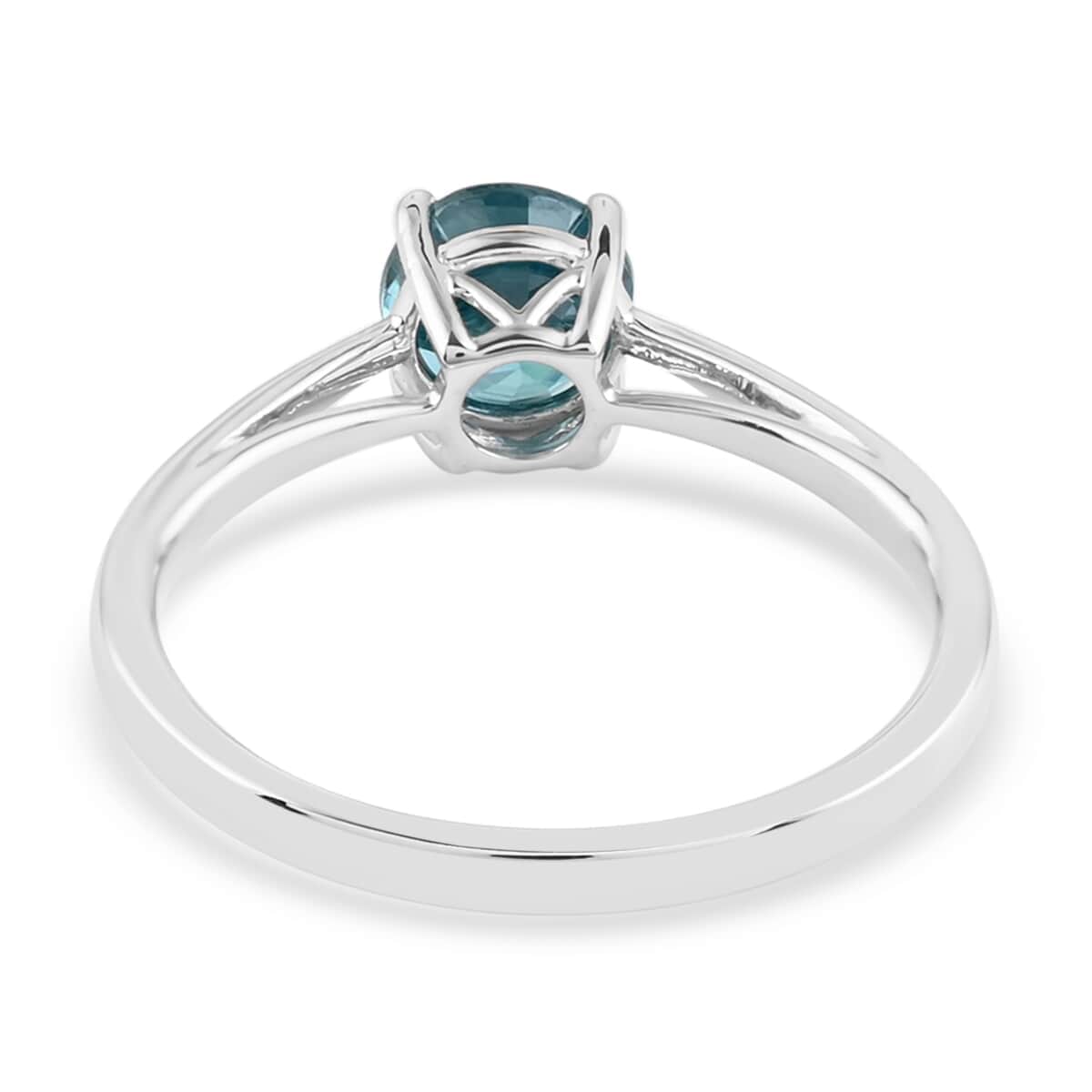Certified LUXORO 10K White Gold AAAA Blue Zircon Solitaire Ring 1.60 ctw image number 3