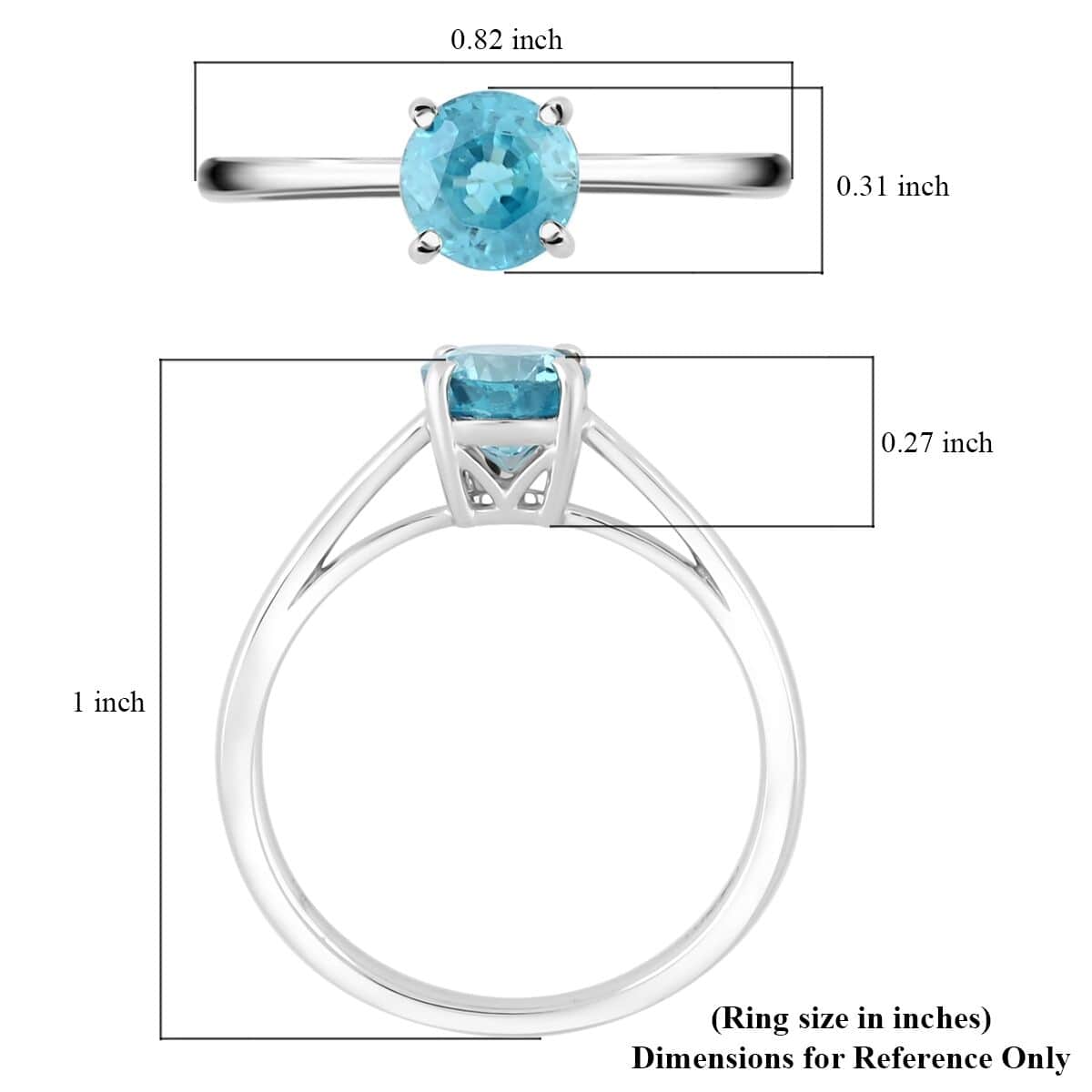 Certified LUXORO 10K White Gold AAAA Blue Zircon Solitaire Ring 1.60 ctw image number 5