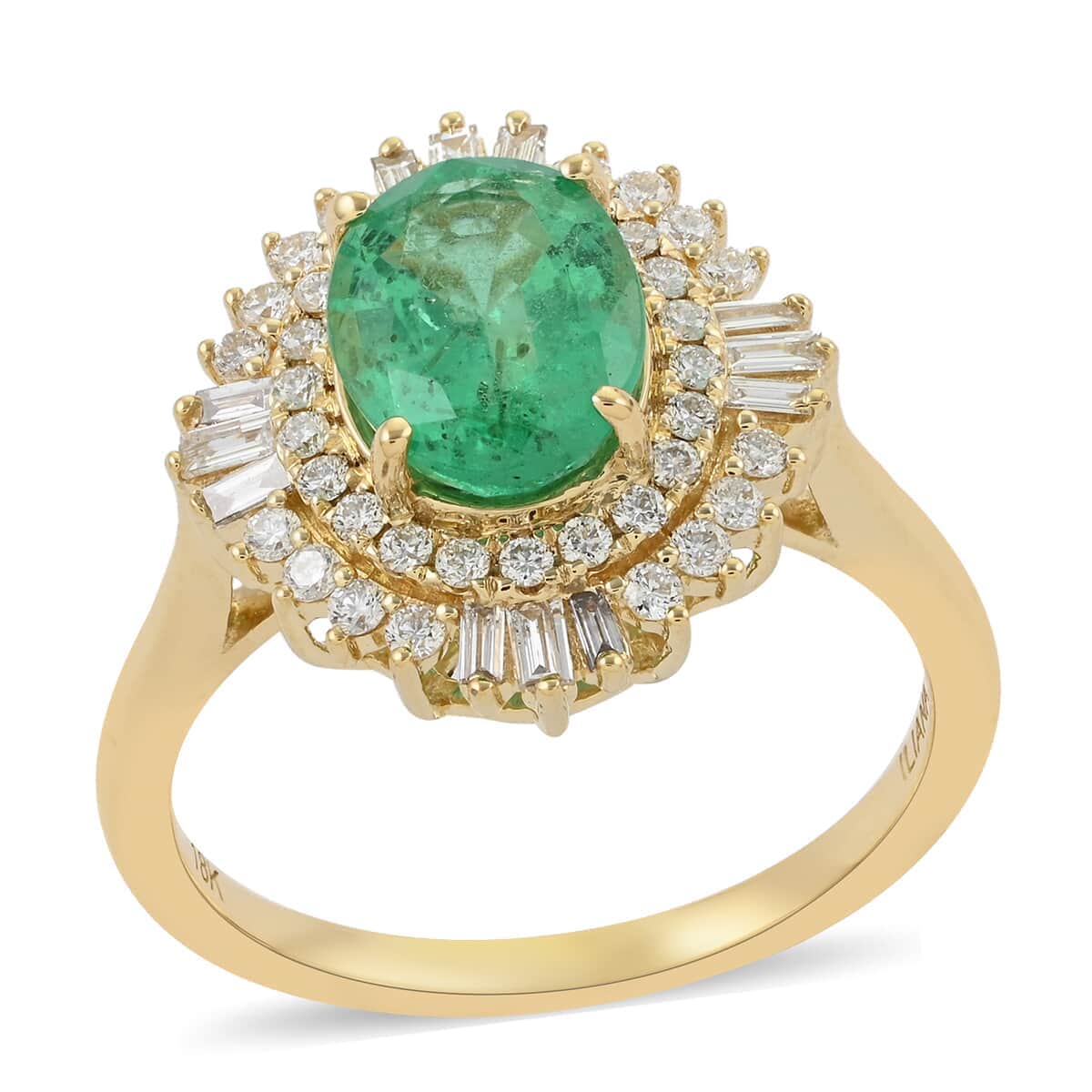 ILIANA 18K Yellow Gold AAA Ethiopian Emerald and Diamond G-H SI Cocktail Ring 5.35 Grams 2.30 ctw image number 0