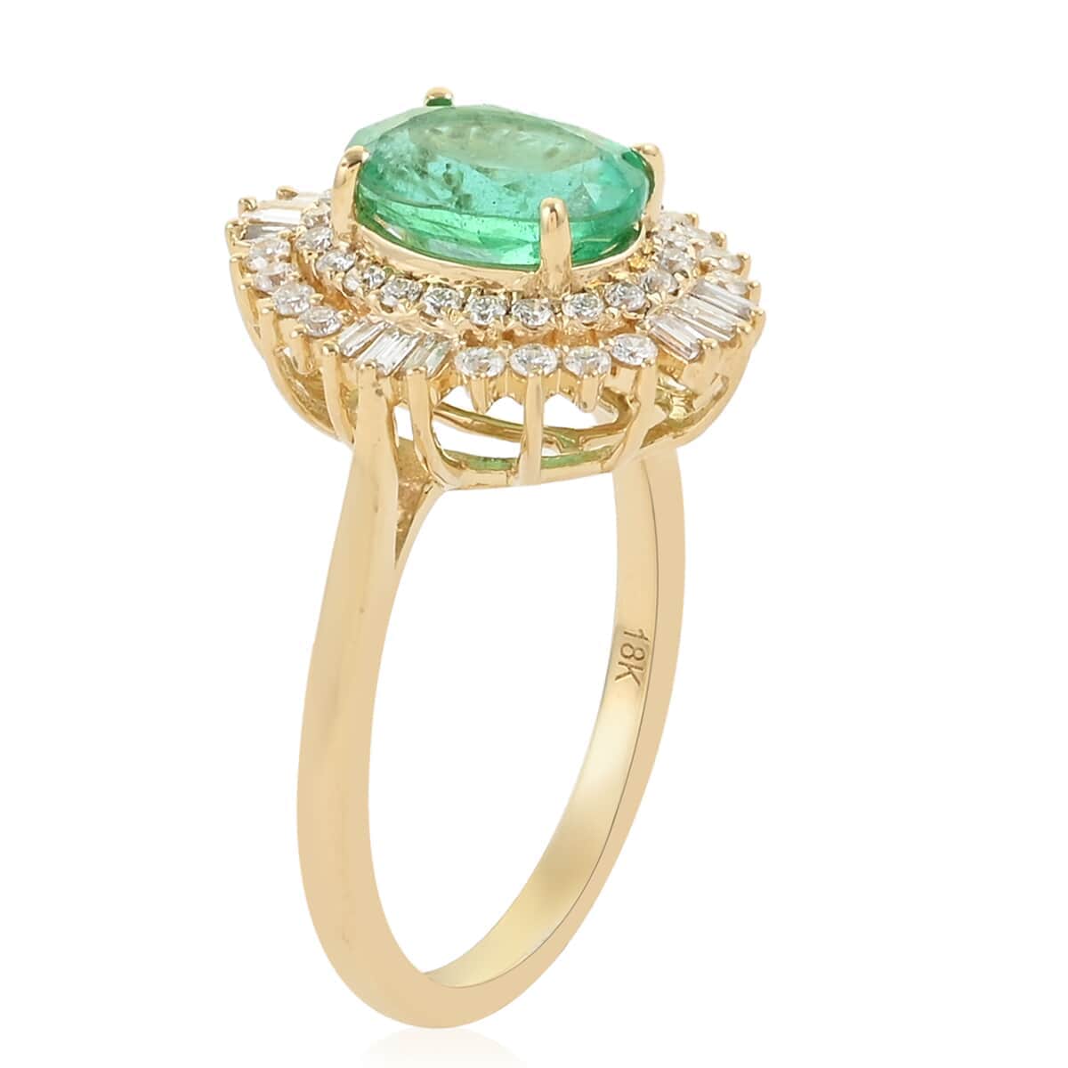 ILIANA 18K Yellow Gold AAA Ethiopian Emerald and Diamond G-H SI Cocktail Ring 5.35 Grams 2.30 ctw image number 3