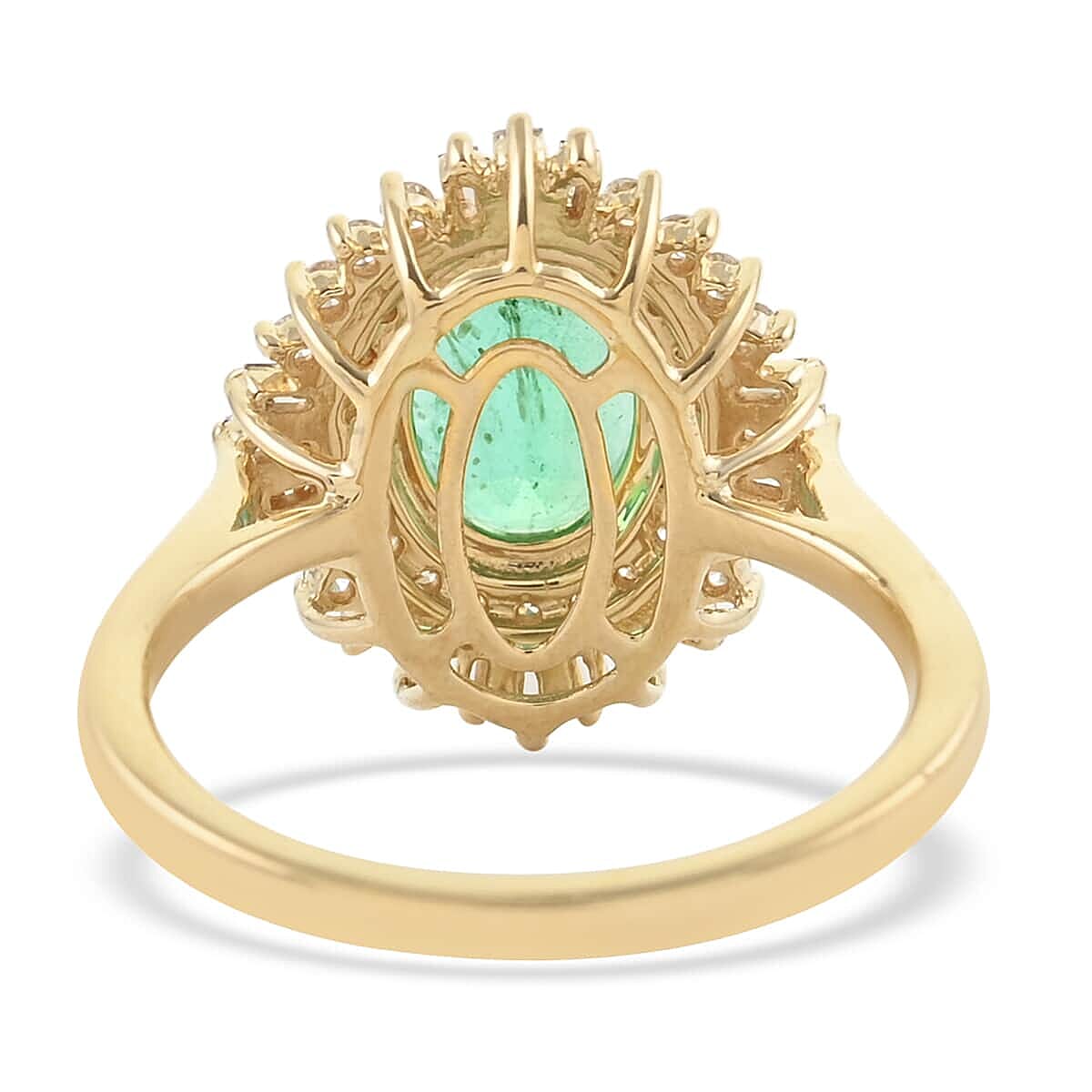 Iliana 18K Yellow Gold AAA Ethiopian Emerald and Diamond G-H SI Cocktail Ring (Size 10.0) 5.35 Grams 2.25 ctw