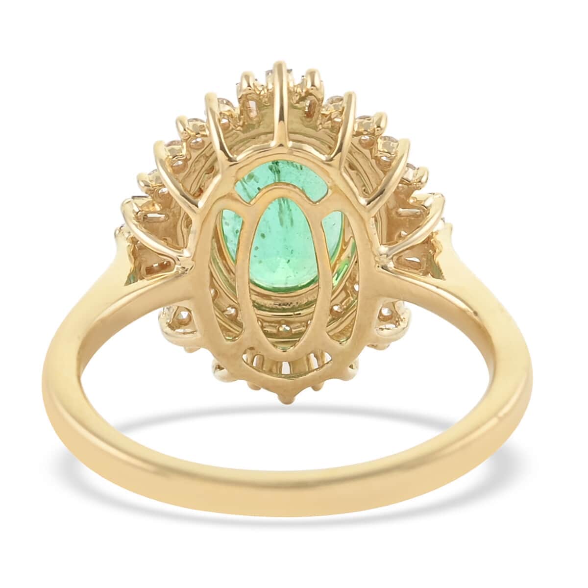 ILIANA 18K Yellow Gold AAA Ethiopian Emerald and Diamond G-H SI Cocktail Ring 5.35 Grams 2.30 ctw image number 4