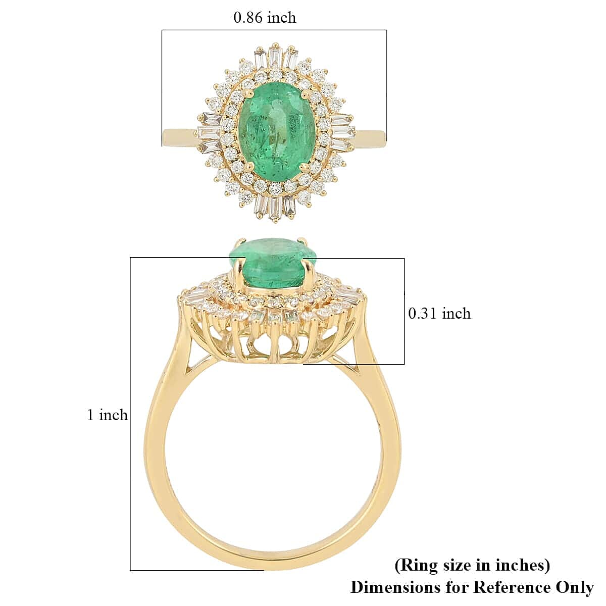 Iliana 18K Yellow Gold AAA Ethiopian Emerald and Diamond G-H SI Cocktail Ring (Size 10.0) 5.35 Grams 2.25 ctw
