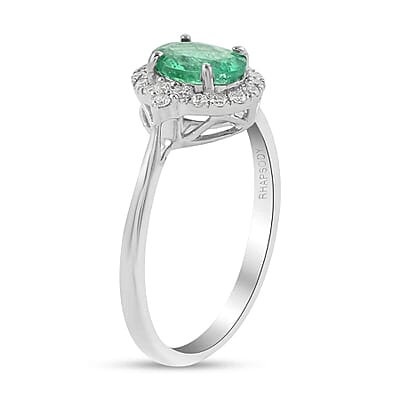 Rhapsody 950 Platinum AAAA Ethiopian Emerald and E-F VS Diamond Ring (Size 10.0) 5.90 Grams 1.50 ctw