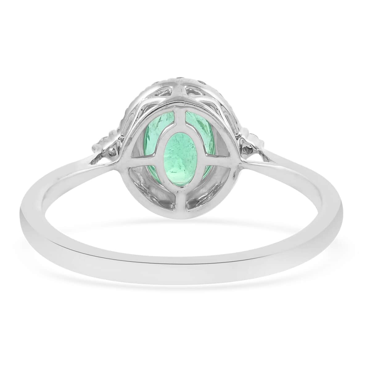 RHAPSODY 950 Platinum AAAA Ethiopian Emerald, Diamond (E-F, VS) (0.28 cts) Halo Ring (5.90 g) 1.50 ctw image number 4