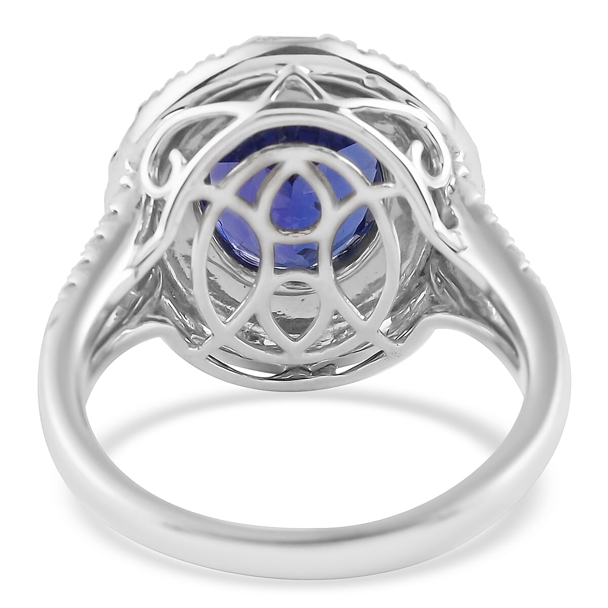 Rhapsody 950 Platinum AAAA Tanzanite and E-F VS Diamond Cocktail Ring (Size 7.0) 8.50 Grams 4.40 ctw image number 4