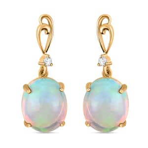 Certified Luxoro 10K Yellow Gold AAA Ethiopian Welo Opal and G-H I2 Diamond Earrings 5.00 ctw