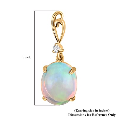Luxoro AAA Ethiopian Opal Earrings, Certified & Appraised Ethiopian Welo Opal Drop Earrings, 10K Yellow Gold Earrings, Gold Drop Earrings, Diamond Accent Earrings 5.00 ctw