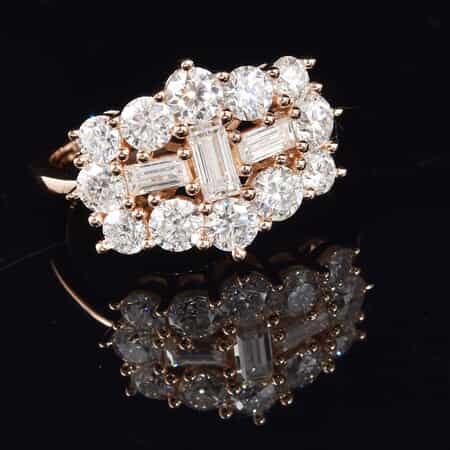 Moissanite Cluster Boat Ring in Vermeil Rose Gold Over Sterling Silver (Size 9.0) 2.20 ctw image number 1