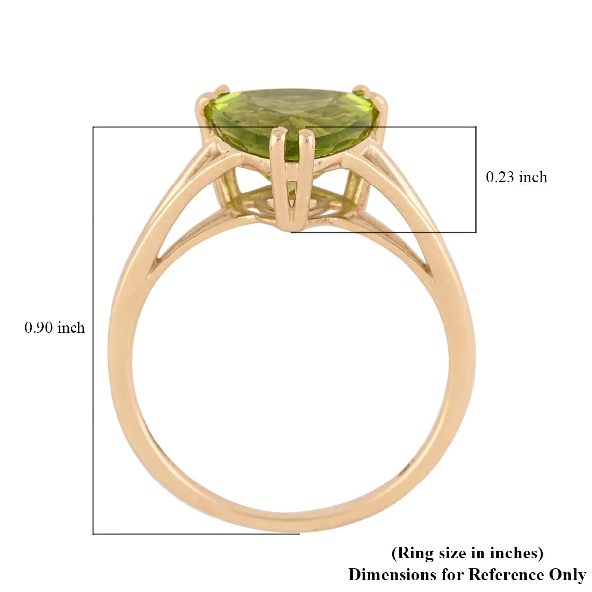 LUXORO 10K Yellow Gold AAA Peridot Solitaire Ring (Size 6.0) 2.25 Grams 2.75 ctw image number 4