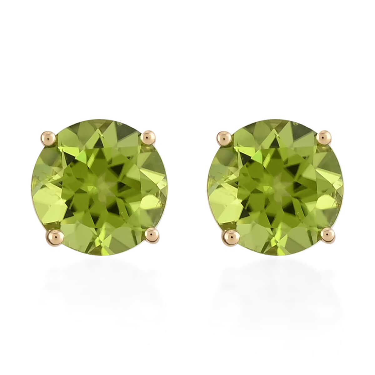 LUXORO 10K Yellow Gold AAA Peridot Solitaire Stud Earrings 4.00 ctw image number 0