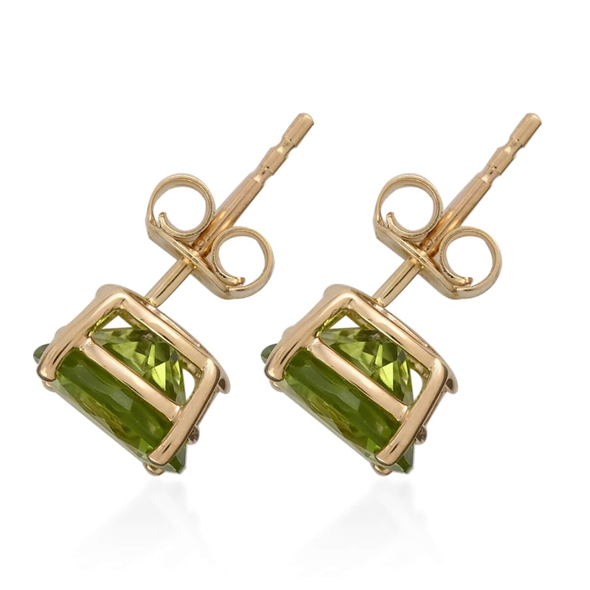 LUXORO 10K Yellow Gold AAA Peridot Solitaire Stud Earrings 4.00 ctw image number 3