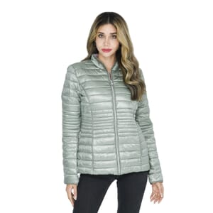 Tamsy Solid Green & Reversible Flower Print Padded Jacket - Size 12