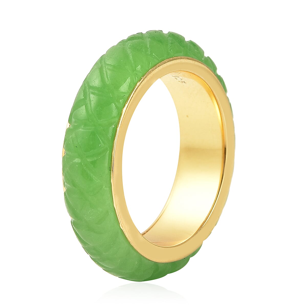  Green Jade (D) 13.00 ctw Ring in 14K YG Over Sterling Silver (Size 6.0)