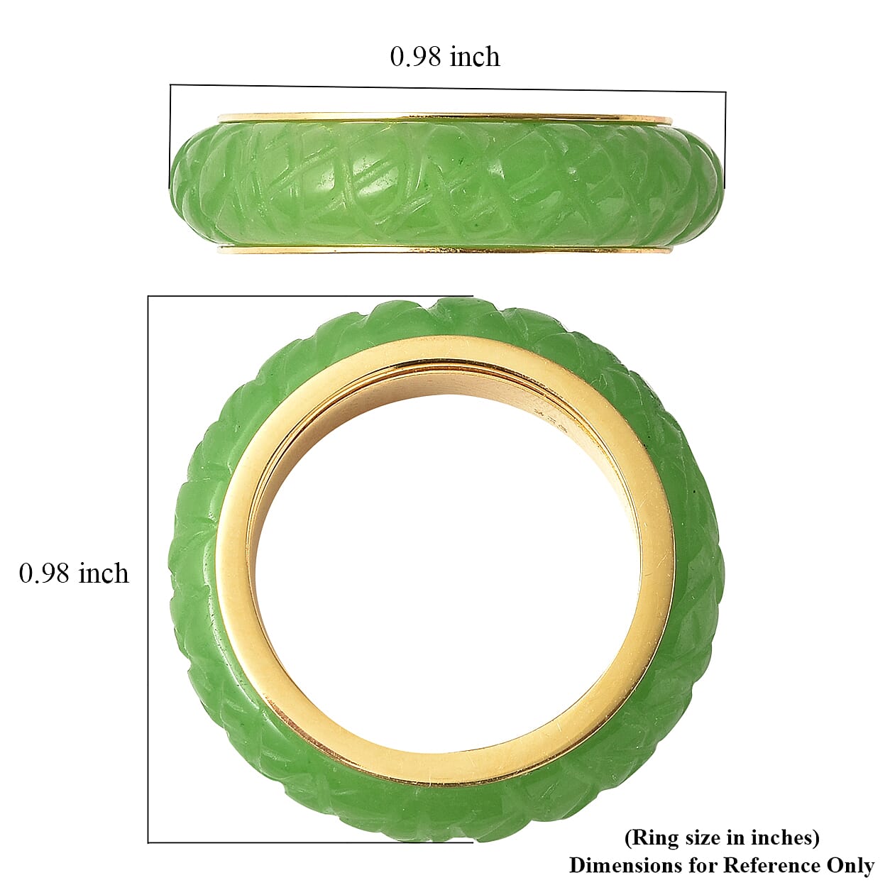  Green Jade (D) 13.00 ctw Ring in 14K YG Over Sterling Silver (Size 6.0)
