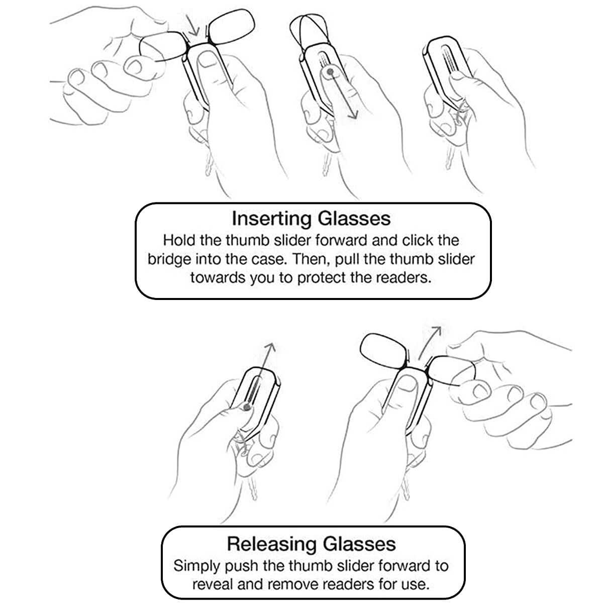 Black 250 Degree Foldable Reading Glasses with Case image number 3