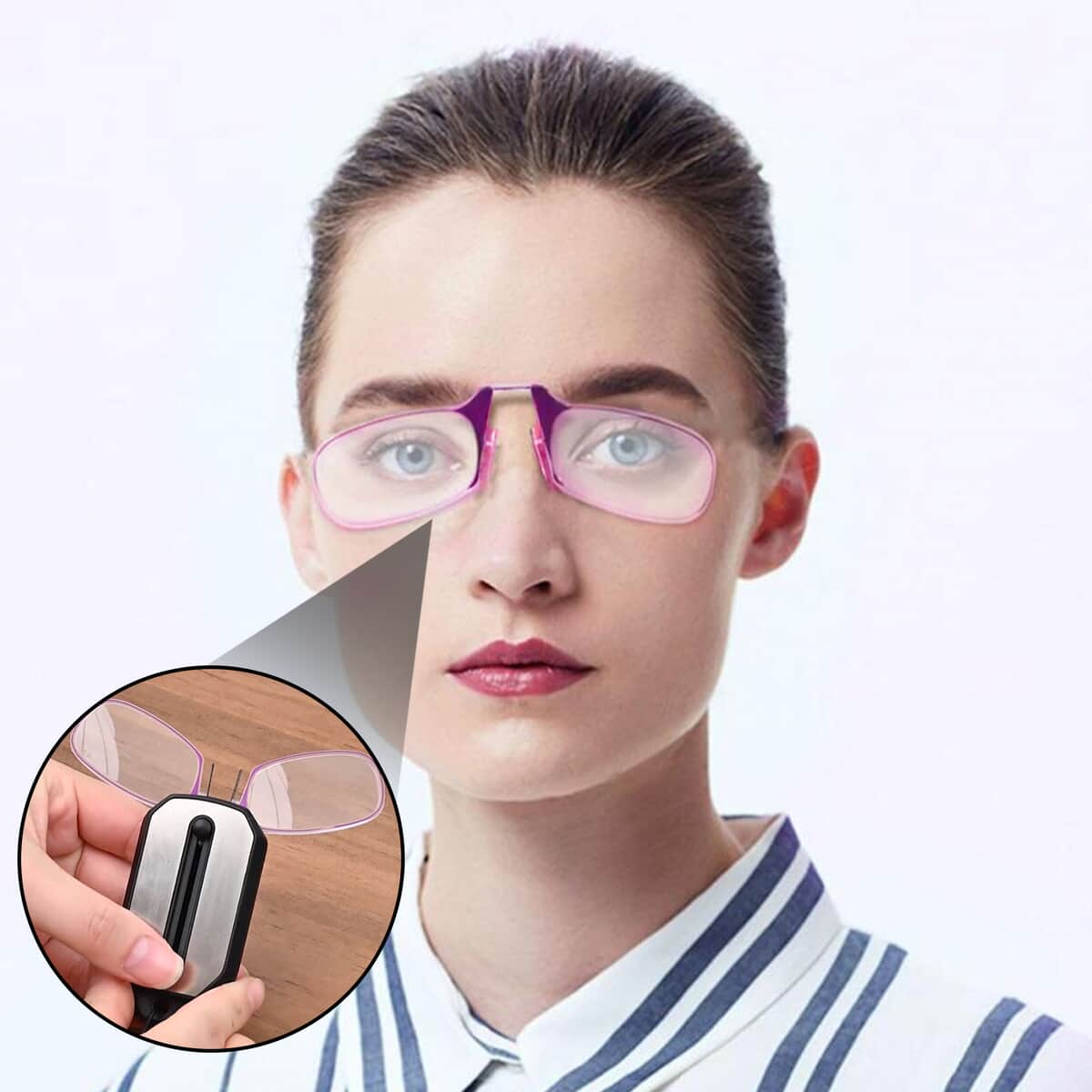 Purple 150 Degree Foldable Reading Glasses with Case image number 1