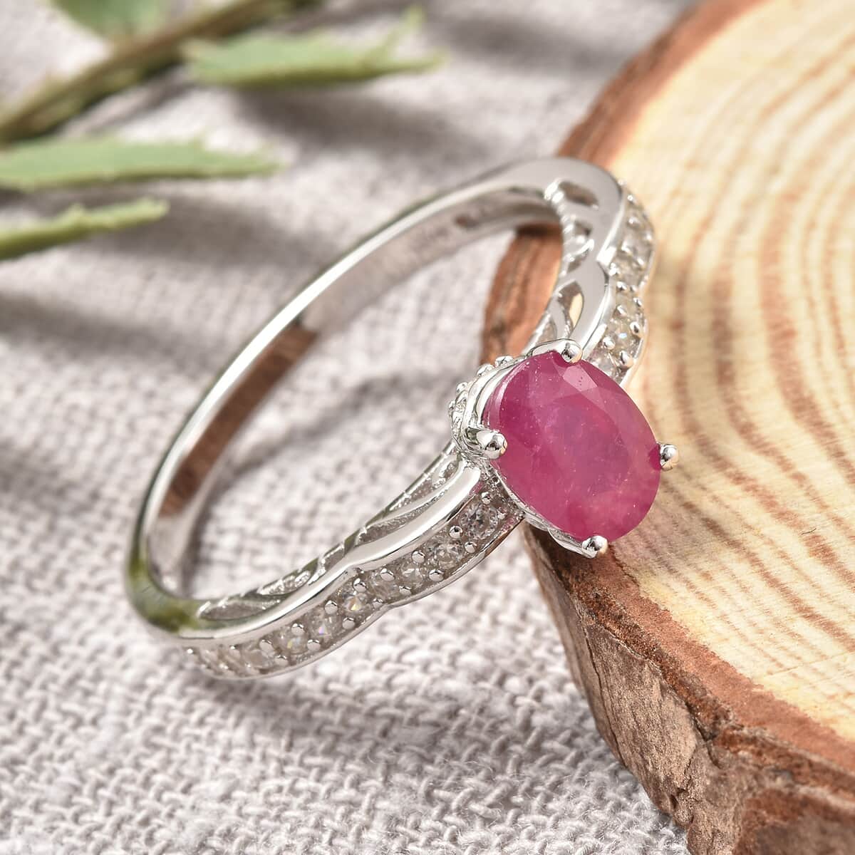Ilakaka Hot Pink Sapphire and Natural White Zircon Ring in Rhodium Over Sterling Silver (Size 7.0) 1.70 ctw image number 1