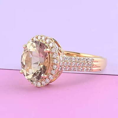 Iliana 18K Yellow Gold AAA Turkizite and G-H SI Diamond Ring (Size 10.0) 4 Grams 3.35 ctw