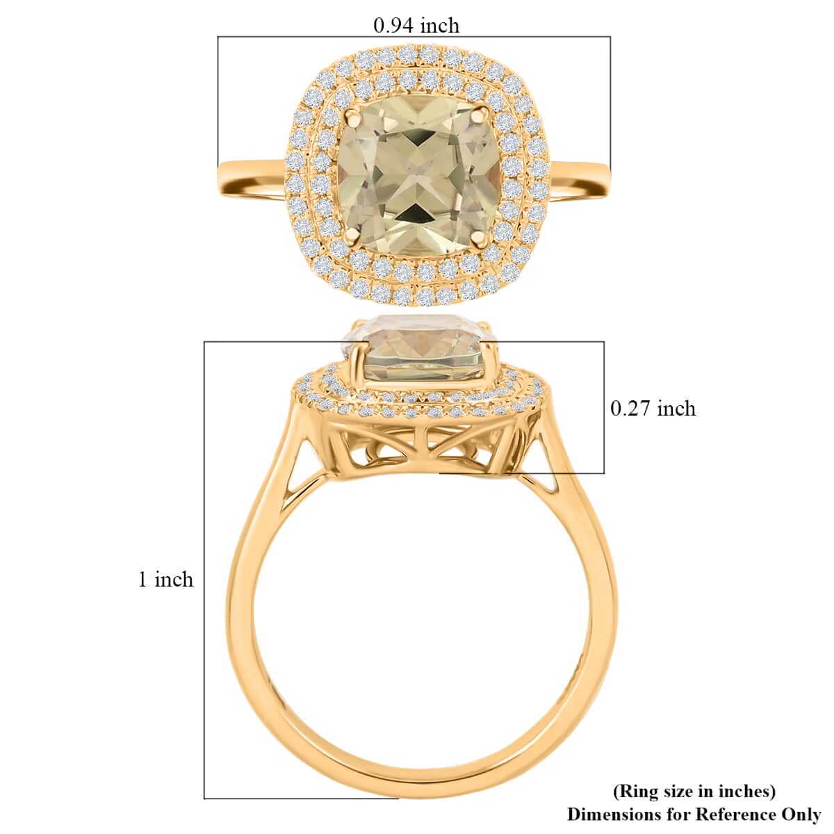 ILIANA 18K Yellow Gold AAA Turkizite and Diamond G-H SI Double Halo Ring 3.75 Grams 2.75 ctw image number 5