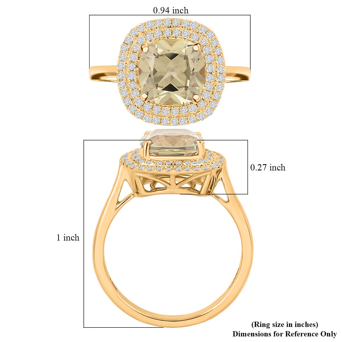 Iliana 18K Yellow Gold AAA Turkizite and G-H SI Diamond Double Halo Ring (Size 6.0) 2.75 ctw image number 5
