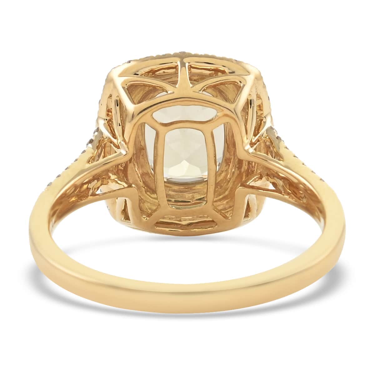 Iliana 18K Yellow Gold AAA Turkizite and G-H SI Diamond Double Halo Ring (Size 7.0) 4.10 Grams 2.75 ctw image number 2