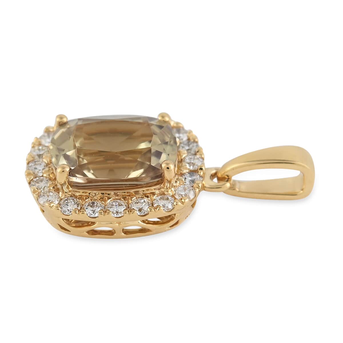 Iliana 18K Yellow Gold AAA Turkizite and G-H SI Diamond Halo Pendant 1.90 Grams 2.75 ctw image number 2