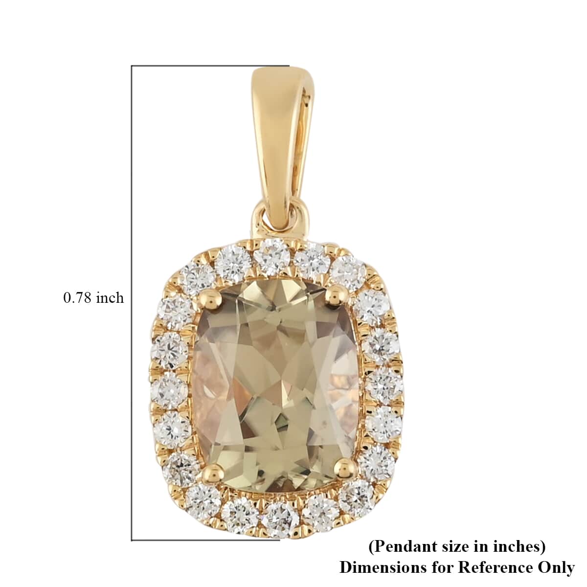 Iliana 18K Yellow Gold AAA Turkizite and G-H SI Diamond Halo Pendant 1.90 Grams 2.75 ctw image number 3