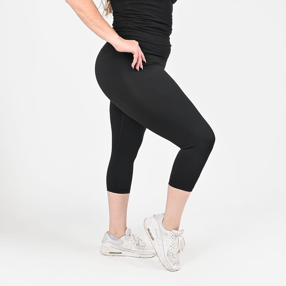 Tamsy Black High Waisted Capri Leggings -2X image number 3