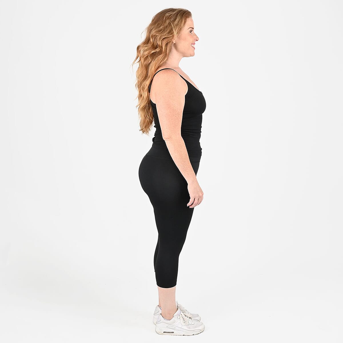 Tamsy Black High Waisted Capri Leggings -3X image number 2