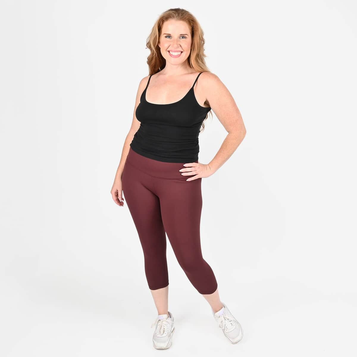 Tamsy Chocolate High Waisted Capri Leggings -S image number 0