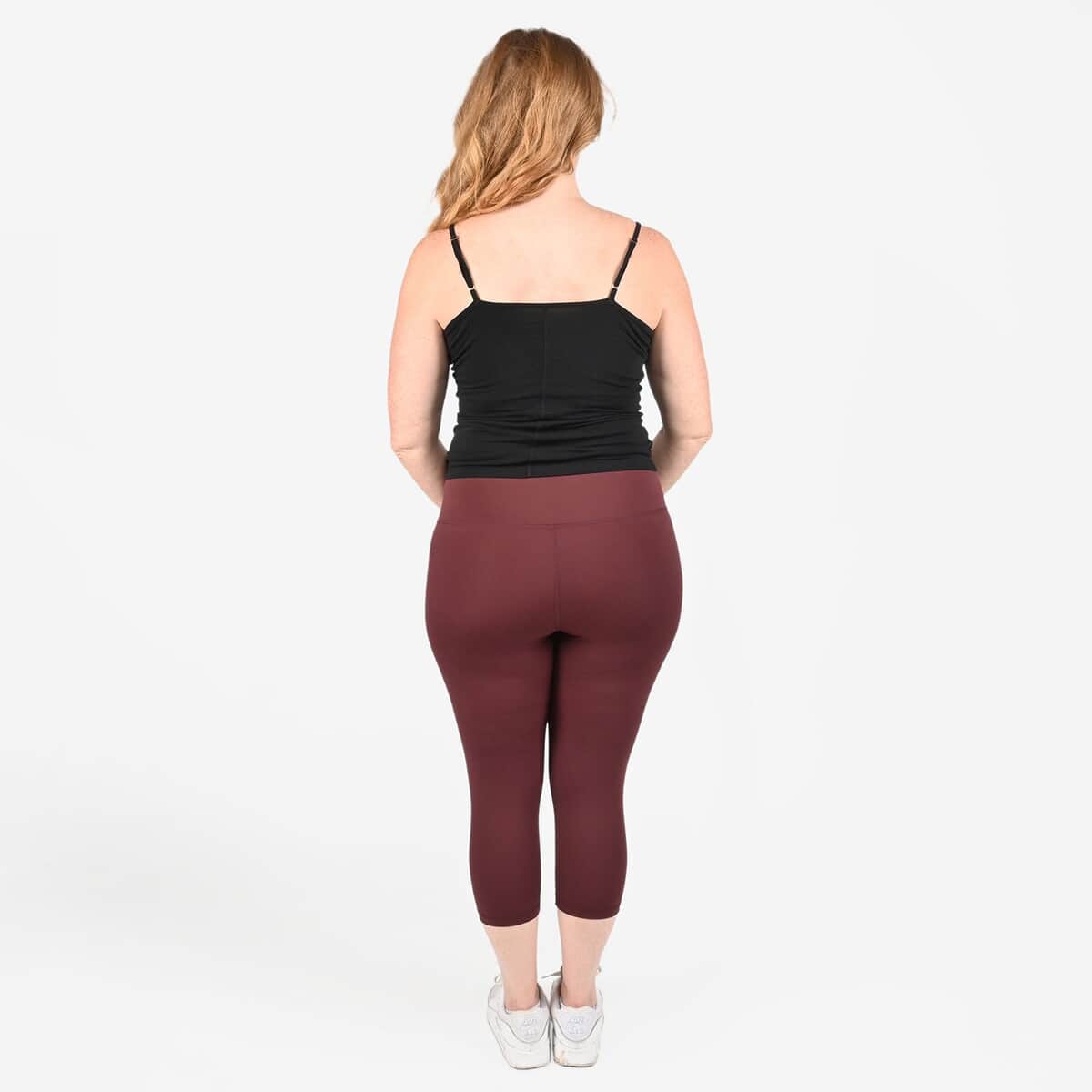 Tamsy Chocolate High Waisted Capri Leggings -S image number 1