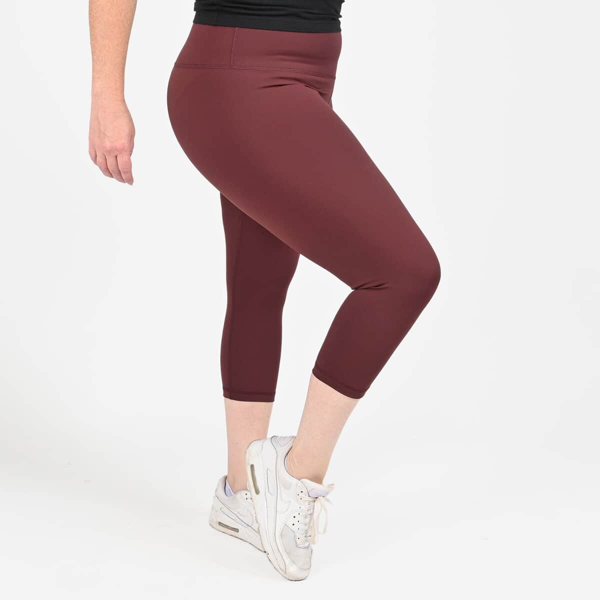 Tamsy Chocolate High Waisted Capri Leggings -S image number 3