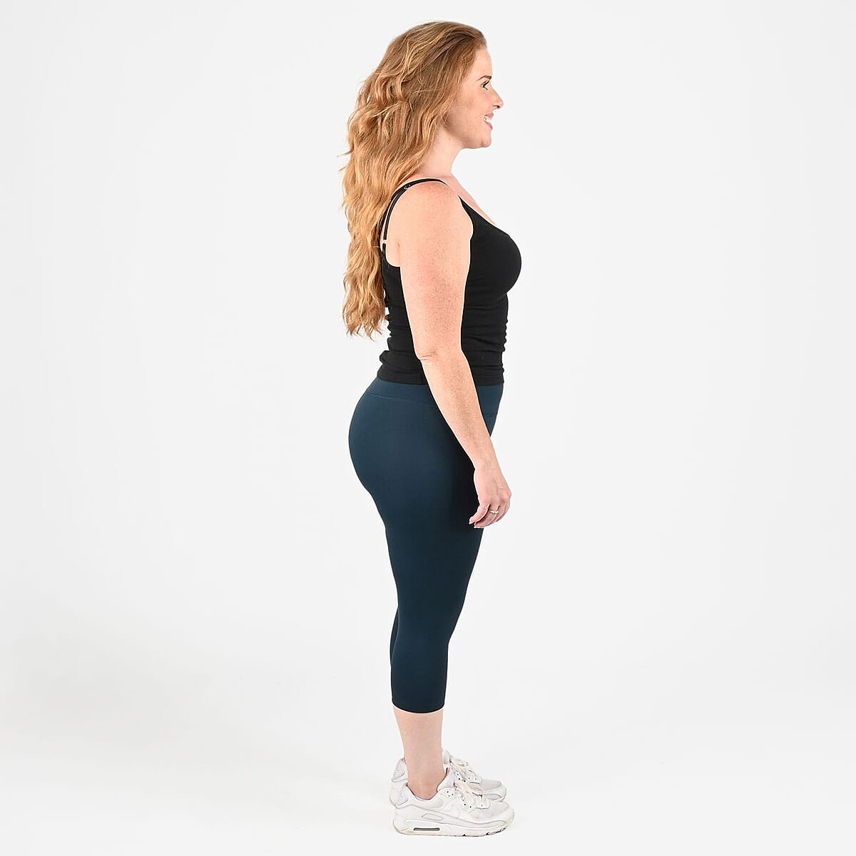 Tamsy Green High Waisted Capri Leggings -2X image number 2