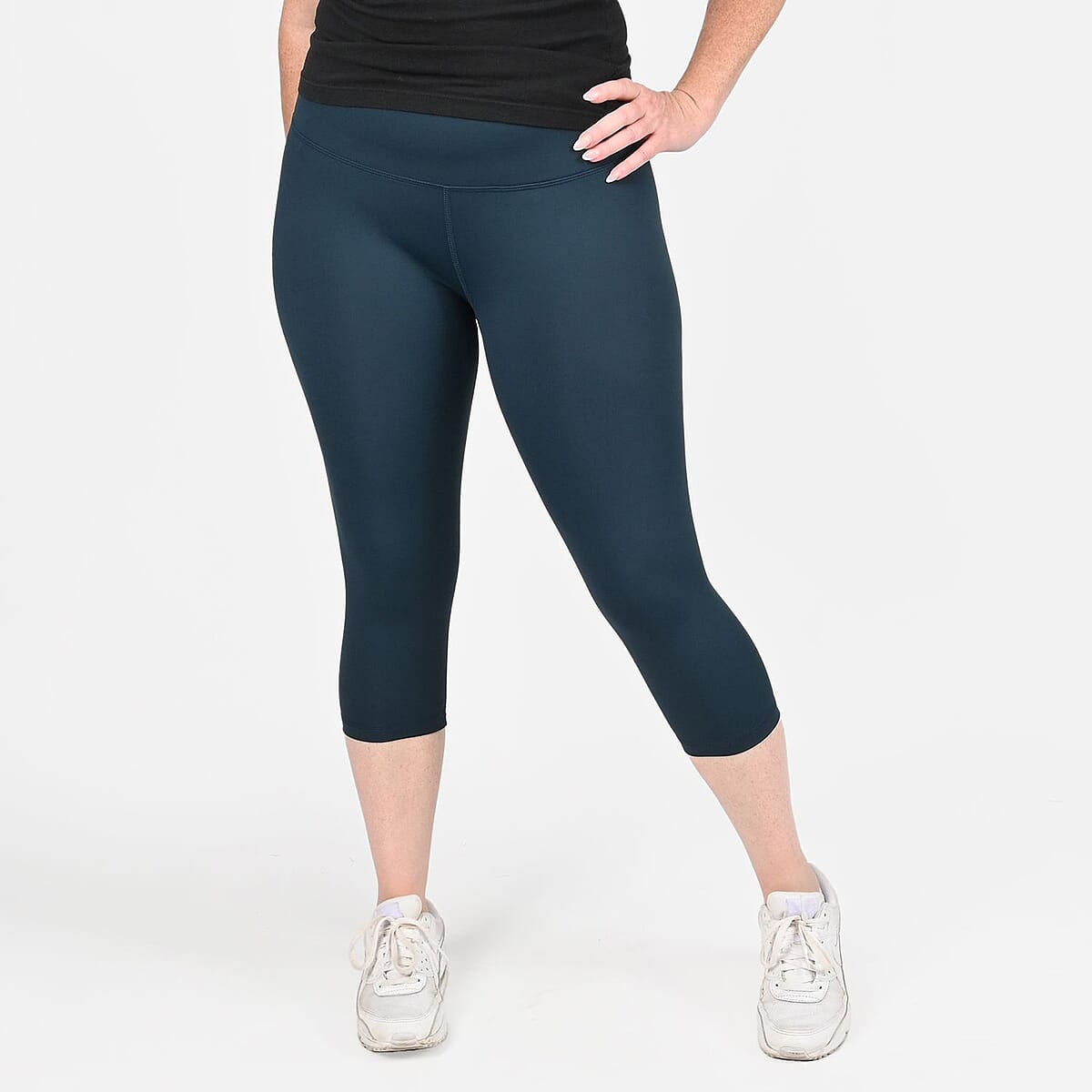 Tamsy Green High Waisted Capri Leggings -2X image number 3